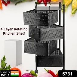 Kitchen Trolley – 4-Layer Metal Organizer for Fruits & Veggies | Tidy Table