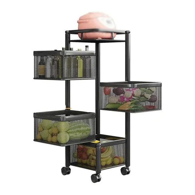 Kitchen Trolley – 4-Layer Metal Organizer for Fruits & Veggies | Tidy Table