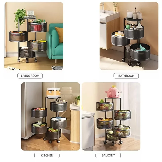 Kitchen Trolley with Wheels – Metal 3-Layer Organizer | Tidy Table