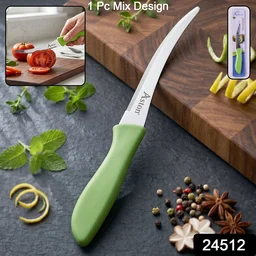 Kitchen Utility Knife – Sharp, Curved Serrated Blade for Precise Cutting