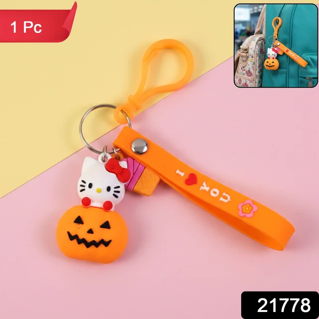 Kitty Pumpkin Keychain, Cute Cartoon Bag Charm Accessory