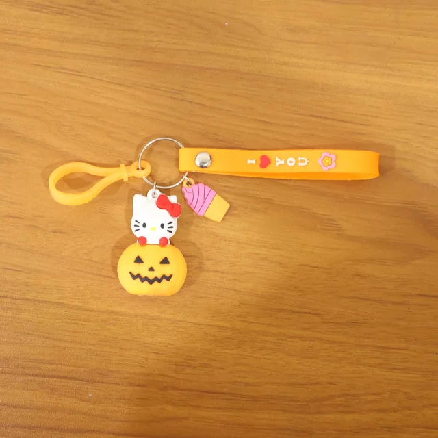 Kitty Pumpkin Keychain, Cute Cartoon Bag Charm Accessory