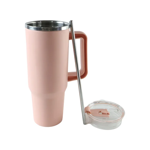 Konvex Hydra Insulated Travel Tumbler 1200 ML with Handle Straw Pink (1 Pc)