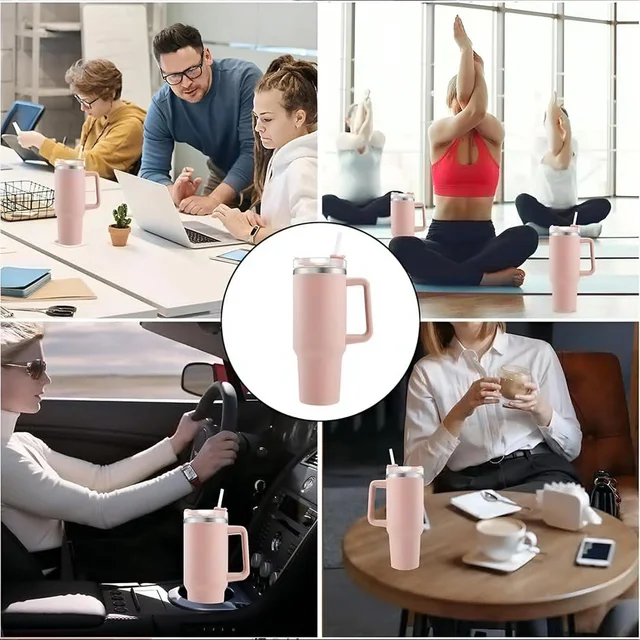 Konvex Hydra Insulated Travel Tumbler 1200 ML with Handle Straw Pink (1 Pc)