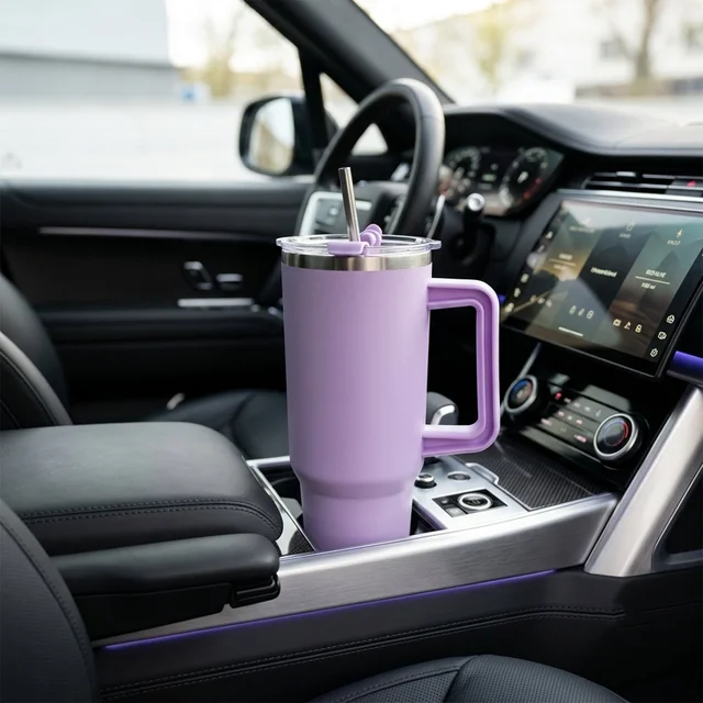Konvex Hydra Insulated Travel Tumbler 1200 ML with Handle Straw Purple (1 Pc)