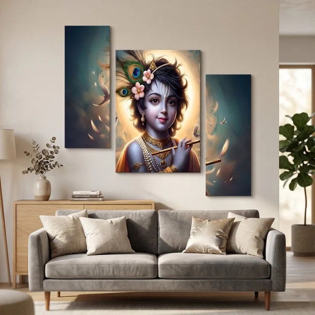 Krishna Flute Wall Art – Vibrant & Sacred Home Decor
