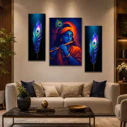 Krishna Wall Art – Vibrant MDF Painting for Spiritual Décor