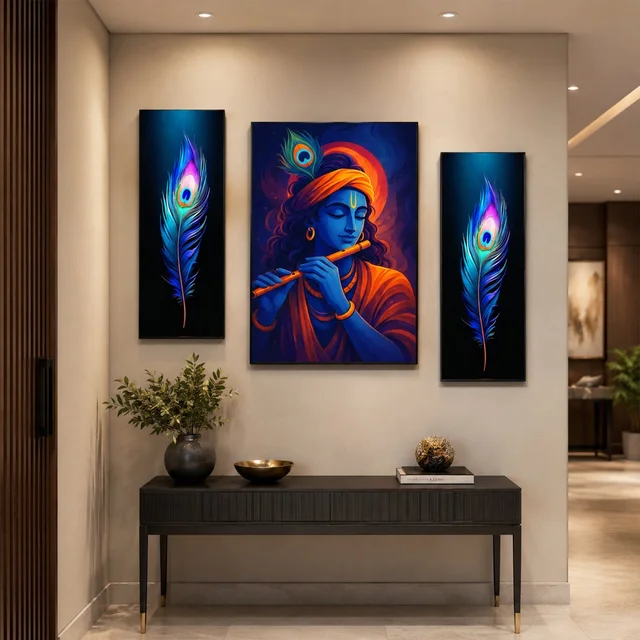 Krishna Wall Art – Vibrant MDF Painting for Spiritual Décor