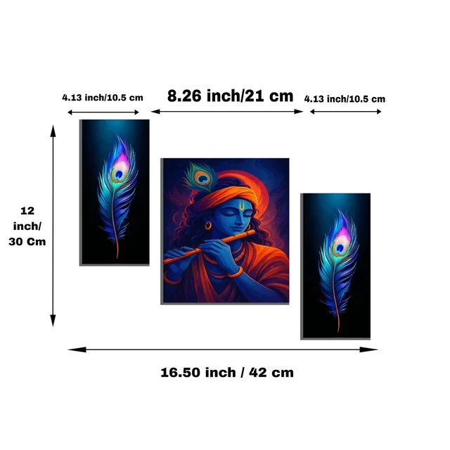 Krishna Wall Art – Vibrant MDF Painting for Spiritual Décor