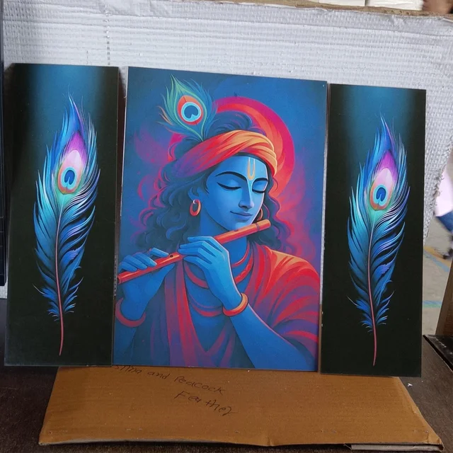 Krishna Wall Art – Vibrant MDF Painting for Spiritual Décor