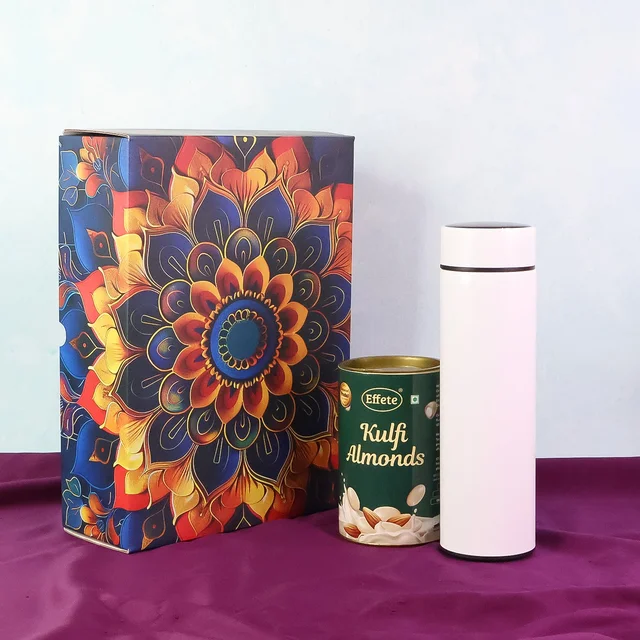 Kulfi Almonds Gift Hamper – Festive Combo with Stainless Steel Bottle