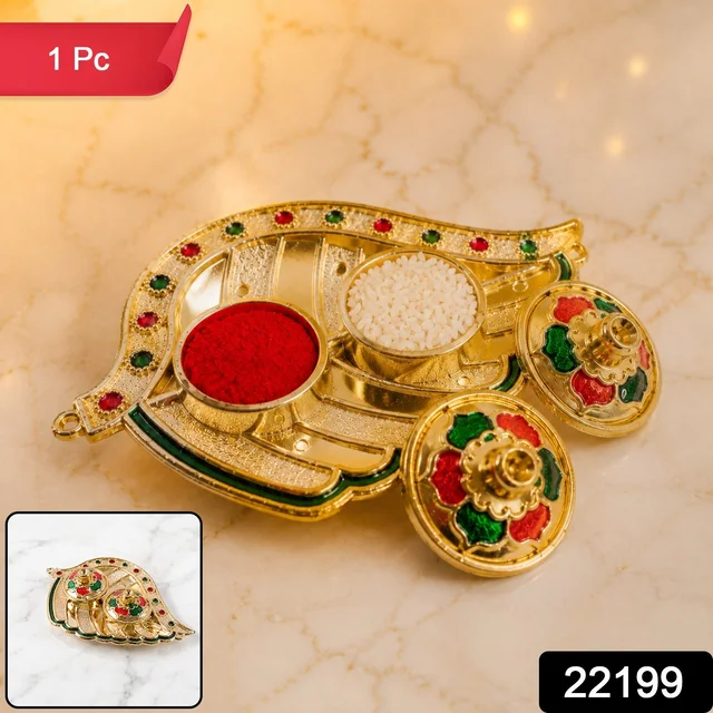Kumkum Holder – Elegant Mango Shape with Twin Compartments for Puja