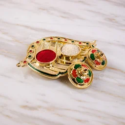Kumkum Holder – Elegant Mango Shape with Twin Compartments for Puja