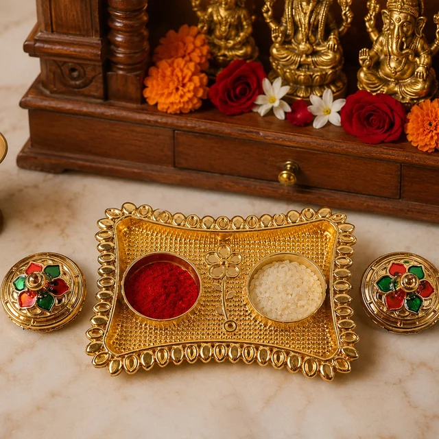Kumkum Holder – Elegant Meenakari Floral Design for Pooja