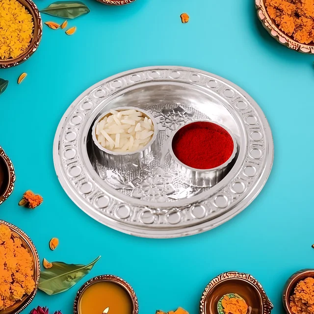 Kumkum Thali Holder – Small Round Puja Plate | Styleva
