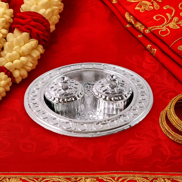 Kumkum Thali Holder – Small Round Puja Plate | Styleva