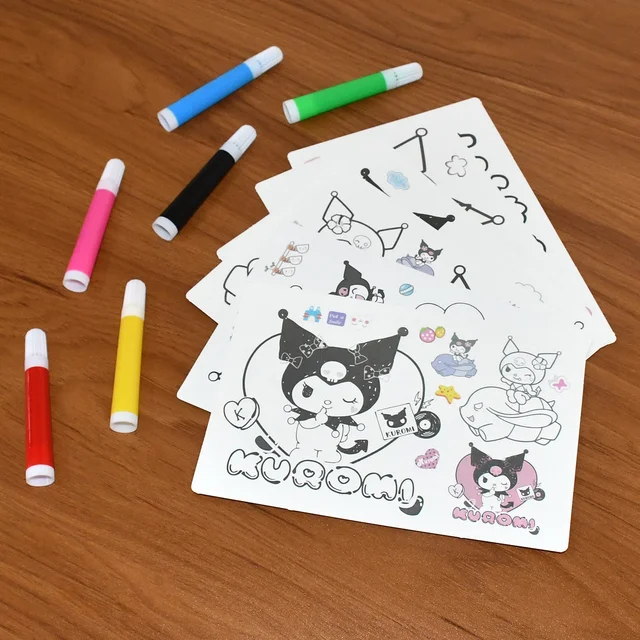 Kuromi-Themed Kids Coloring Book Set – 6 Sheets & 6 Markers