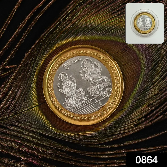 Lakshmi Ganesh Dual-Tone Religious Coin – Auspicious Symbol of Prosperity