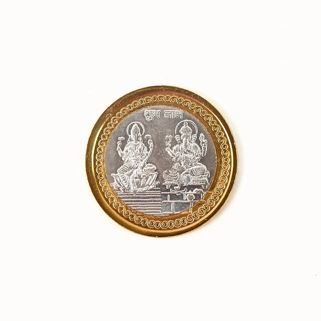 Lakshmi Ganesh Dual-Tone Religious Coin – Auspicious Symbol of Prosperity