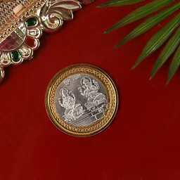 Lakshmi Ganesh Dual-Tone Religious Coin – Auspicious Symbol of Prosperity
