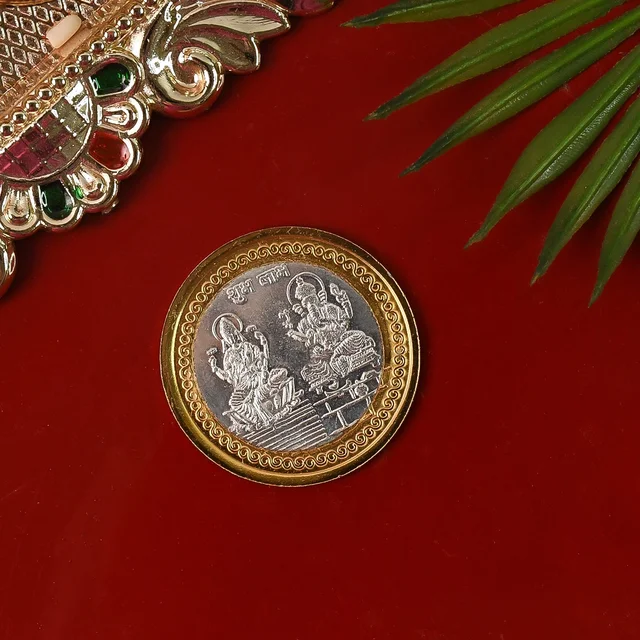 Lakshmi Ganesh Dual-Tone Religious Coin – Auspicious Symbol of Prosperity