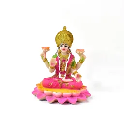 Lakshmi Mata Idol Sitting on Lotus – Decorative Polyresin Statue