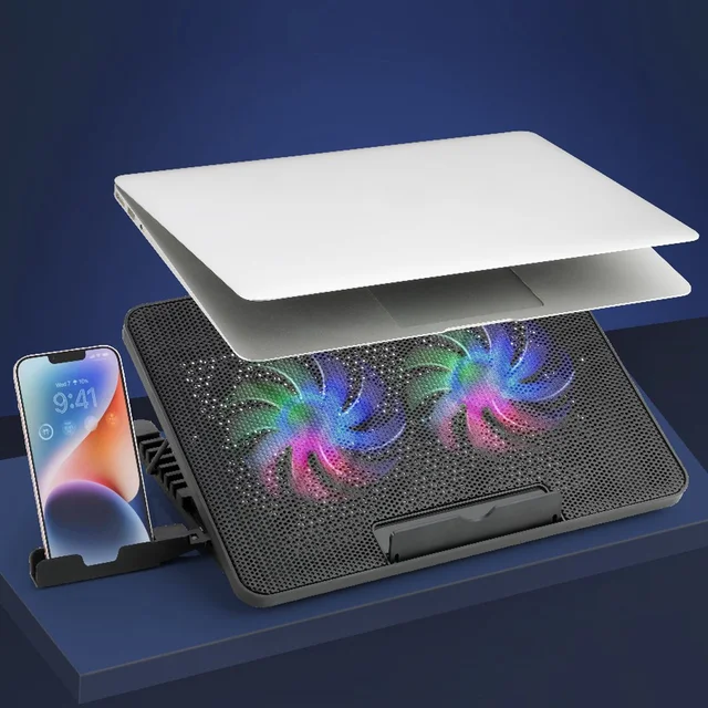 Laptop Cooling Pad – Dual Quiet LED Fans & Adjustable Stand | Indo Glow