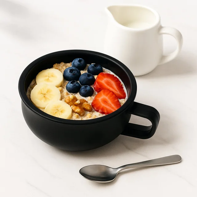 Large Capacity Deep Handle Bowl – Ergonomic Grip for Hot & Cold Meals