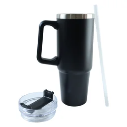 Large Capacity Travel Mug – 890 ML Insulated Black Tumbler