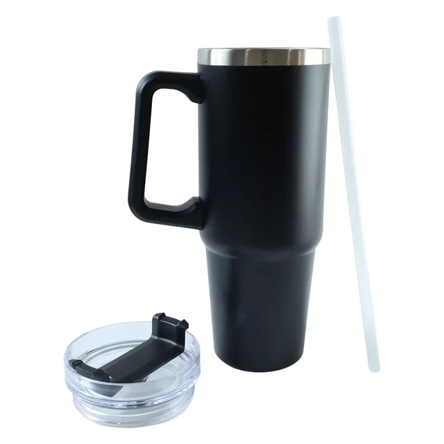 Large Capacity Travel Mug – 890 ML Insulated Black Tumbler