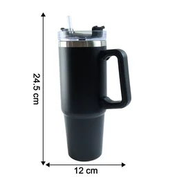 Large Capacity Travel Mug – 890 ML Insulated Black Tumbler