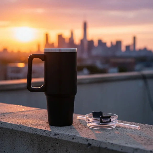 Large Capacity Travel Mug – 890 ML Insulated Black Tumbler
