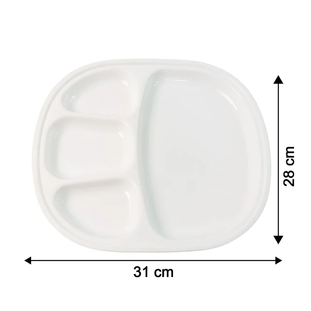 Large Plastic Compartment Dinner Plate – 4 Sections for Organized Meals