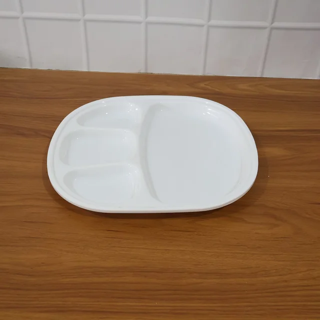 Large Plastic Compartment Dinner Plate – 4 Sections for Organized Meals