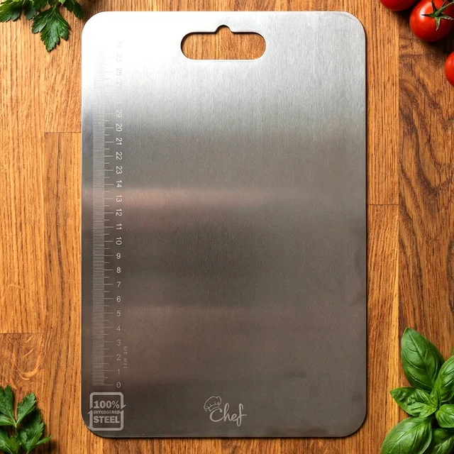 Large Stainless Steel Cutting Board – 31x20.5cm with Scale