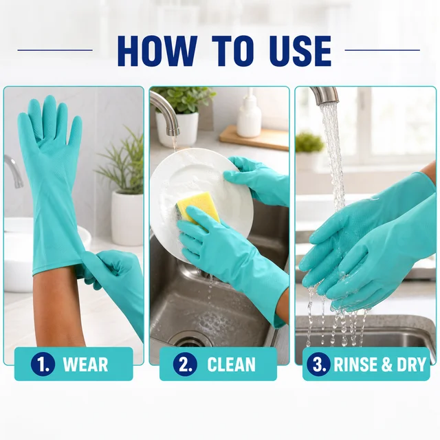 Large Victor Green Rubber Gloves – Reusable & Waterproof for Kitchen