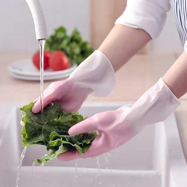 Large Waterproof Cleaning Gloves – Durable Reusable Rubber Pair