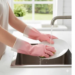 Large Waterproof Cleaning Gloves – Durable Reusable Rubber Pair