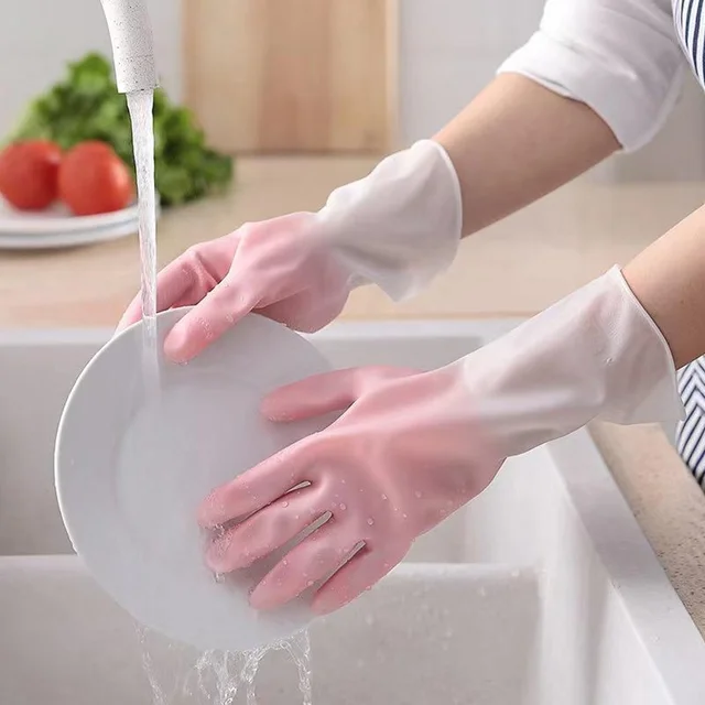Large Waterproof Cleaning Gloves – Durable Reusable Rubber Pair