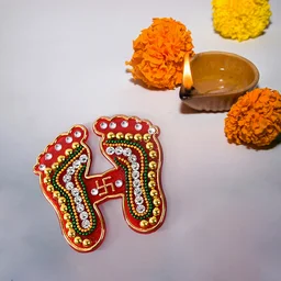 Laxmi Charan Paduka Stickers – Festive Spiritual Home Décor (Pack of 2)