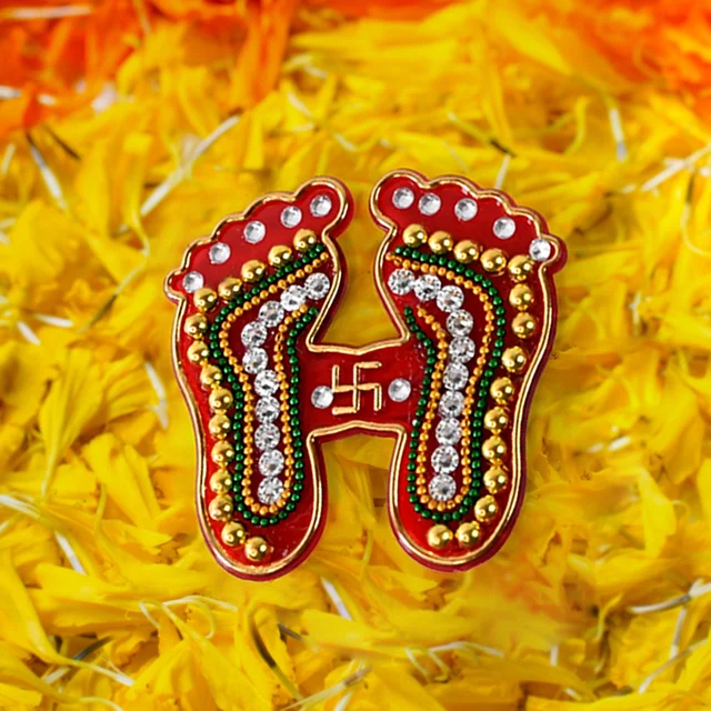 Laxmi Charan Paduka Stickers – Festive Spiritual Home Décor (Pack of 2)