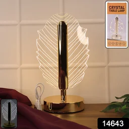 Leaf Shape Crystal Table Lamp – Elegant USB Charging LED Light