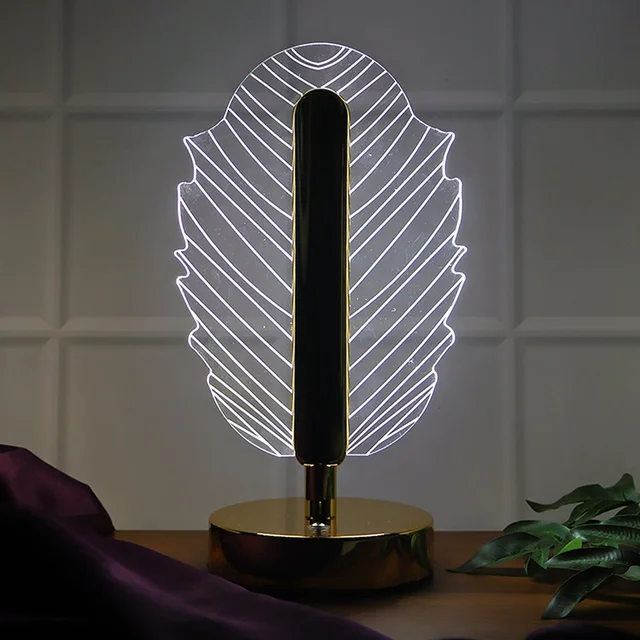 Leaf Shape Crystal Table Lamp – Elegant USB Charging LED Light