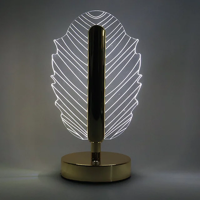 Leaf Shape Crystal Table Lamp – Elegant USB Charging LED Light