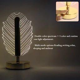 Leaf Shape Crystal Table Lamp – Elegant USB Charging LED Light