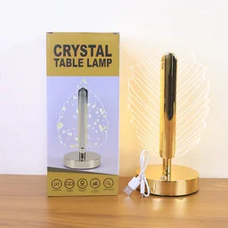 Leaf Shape Crystal Table Lamp – Elegant USB Charging LED Light
