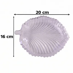 Leaf Shape Glass Serving Tray 20 x 16 cm Platter for Snacks and Dessert (1 Pc)