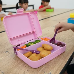 Leak Proof Lunch Box with 3 Compartments and Spoon Set