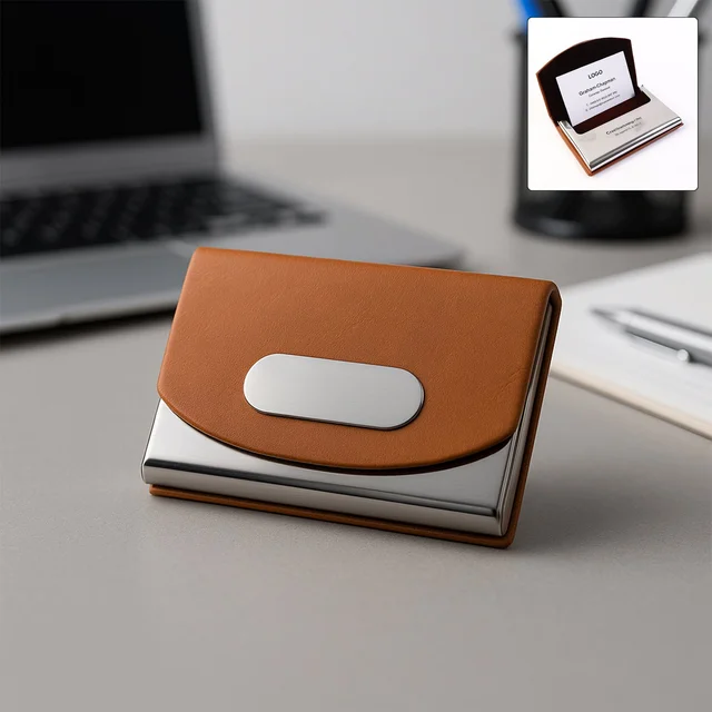 Leather Business Card Holder – Slim Magnetic Closure Case