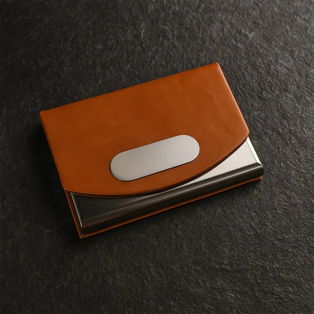 Leather Business Card Holder – Slim Magnetic Closure Case